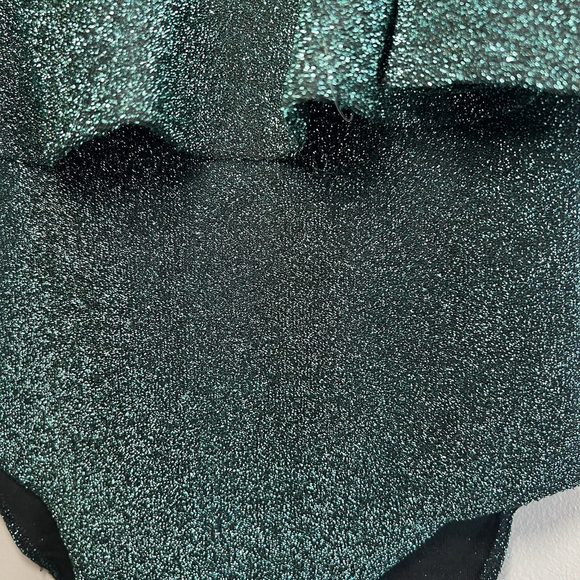 Zara Green Knit Sparkle Ruffle Tank Top Bodysuit Woman’s Small - Picture 4 of 12